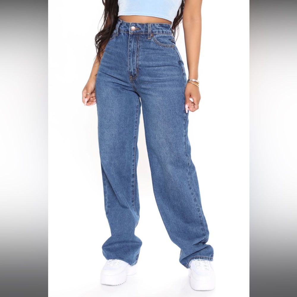 Straight leg dark wash jeans